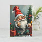 Gnome Grappig Trendy Whimsisch Fantasie Geen Foto Feestdagenkaart (Staand voorkant)