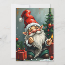 Gnome Grappig Trendy Whimsisch Fantasie Geen Foto  Feestdagenkaart