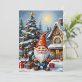 Gnome Grappig Trendy Whimsisch Fantasie Geen Foto Feestdagenkaart (Staand voorkant)