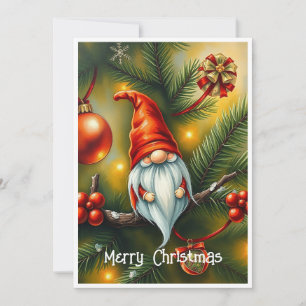 Gnome Grappig Trendy Whimsisch Fantasie Geen Foto Feestdagenkaart
