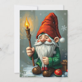 Gnome Grappig Trendy Whimsisch Fantasie Geen Foto  Feestdagenkaart