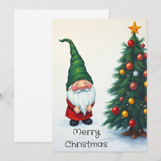 Gnome Grappig Trendy Whimsisch Fantasie Geen Foto Feestdagenkaart (Voorkant / Achterkant)