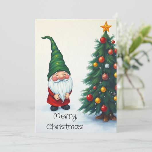 Gnome Grappig Trendy Whimsisch Fantasie Geen Foto Feestdagenkaart (Staand voorkant)