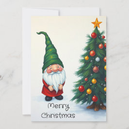 Gnome Grappig Trendy Whimsisch Fantasie Geen Foto  Feestdagenkaart