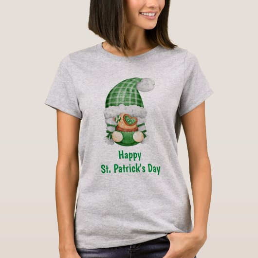 Gnome Green Cute Schattig St. Patrick's Day T-shirt (Voorkant)
