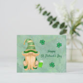 Gnome Green Gold Shamrock Beer St Patricks Day Feestdagenkaart (Staand voorkant)