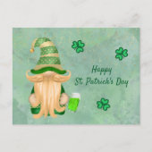 Gnome Green Gold Shamrock Beer St Patricks Day Feestdagenkaart (Voorkant)