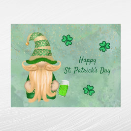 Gnome Green Gold Shamrock Beer St Patricks Day Feestdagenkaart