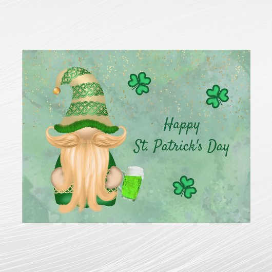 Gnome Green Gold Shamrock Beer St Patricks Day Feestdagenkaart