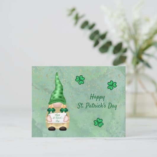 Gnome Green Gold Shamrock St Patricks Day Feestdagenkaart (Staand voorkant)