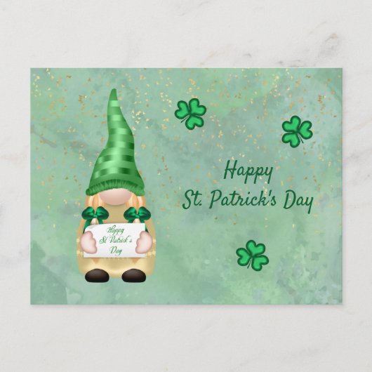 Gnome Green Gold Shamrock St Patricks Day Feestdagenkaart (Voorkant)