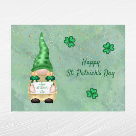 Gnome Green Gold Shamrock St Patricks Day Feestdagenkaart
