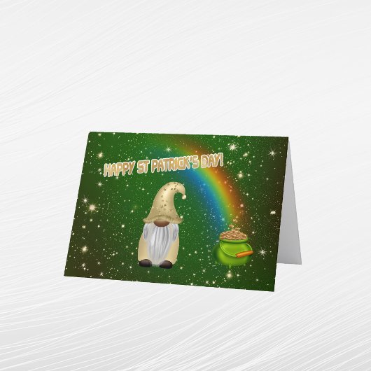 Gnome Green Pot Gold Rainbow St Patricks Day Feestdagen Kaart