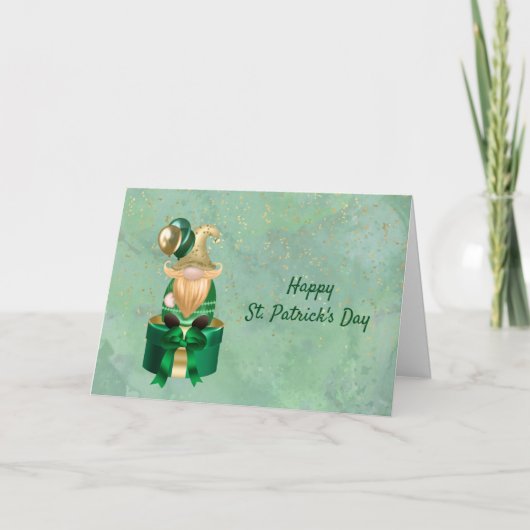 Gnome Groen Goud Pakket St. Patrick's Dag Feestdagen Kaart (Voorkant)