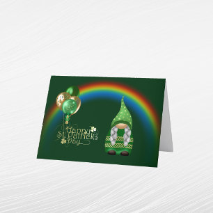 Gnome Groen Gouden Ballonnen Regenboog St. Patrick Feestdagen Kaart