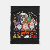 Gnome Hallothanksmas Halloween Thanksgiving Christ Fleece Deken (Voorkant)