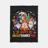 Gnome Hallothanksmas Halloween Thanksgiving Christ Fleece Deken (Voorkant)