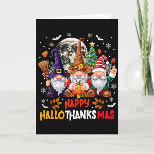 Gnome Hallothanksmas Halloween Thanksgiving Christ Kaart (Voorkant)