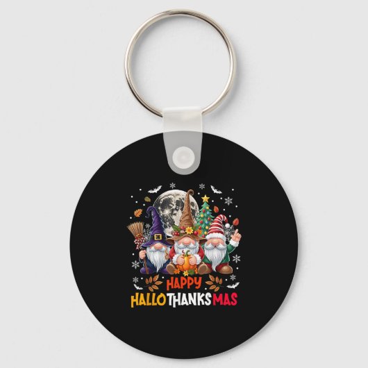 Gnome Hallothanksmas Halloween Thanksgiving Christ Sleutelhanger (Voorkant)