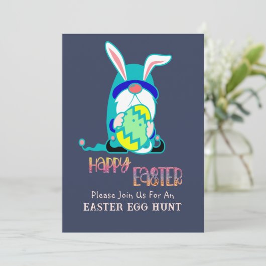 Gnome Happy Easter Egg Hunt Kaart (Staand voorkant)