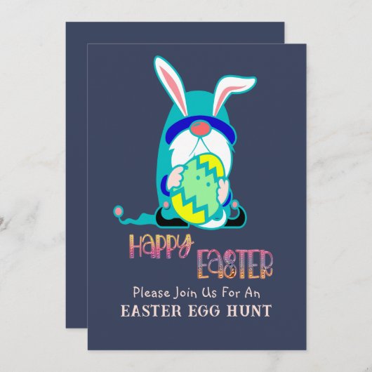 Gnome Happy Easter Egg Hunt Kaart (Voorkant / Achterkant)