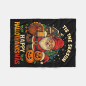 Gnome Happy Hallothanksmas Shirt Halloween Thanksg Fleece Deken (Voorkant (Horizontaal))