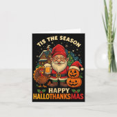 Gnome Happy Hallothanksmas Shirt Halloween Thanksg Kaart (Voorkant)