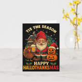 Gnome Happy Hallothanksmas Shirt Halloween Thanksg Kaart (Gele Bloem)