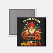 Gnome Happy Hallothanksmas Shirt Halloween Thanksg Magneet (Voorkant / Achterkant)