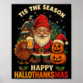 Gnome Happy Hallothanksmas Shirt Halloween Thanksg Poster (Voorkant)