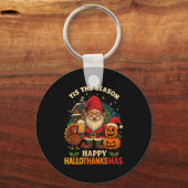 Gnome Happy Hallothanksmas Shirt Halloween Thanksg Sleutelhanger (Voorkant)