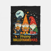 Gnome Happy Hallothanksmas Shirt Halloween Xmas Th Fleece Deken (Voorkant)