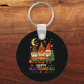 Gnome Happy Hallothanksmas Shirt Thanksgiving Xmas Sleutelhanger (Voorkant)