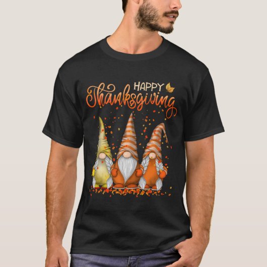 Gnome Happy Thanksgiving Autumn Herfst Gnomies T-shirt (Voorkant)