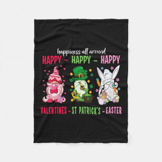 Gnome Happy Valentijn St Patrick Paasgeluk Fleece Deken (Voorkant)