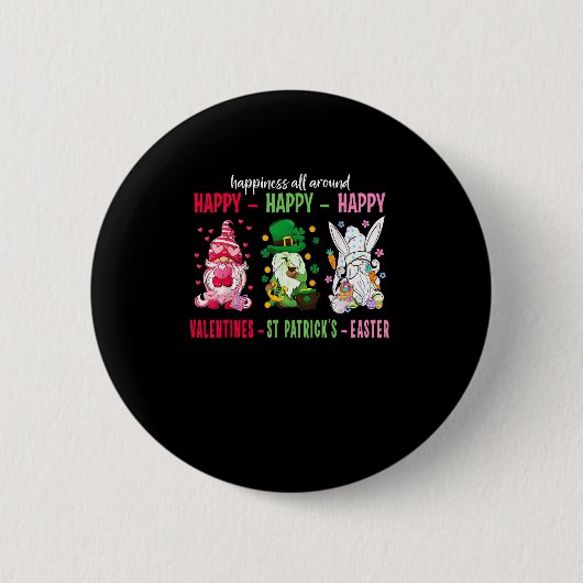 Gnome Happy Valentijn St Patrick Paasgeluk Ronde Button 5,7 Cm (Voorkant)