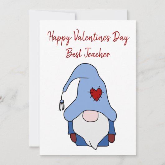 Gnome Happy Valentijnsdag Beste leraar Feestdagenkaart (Voorkant)