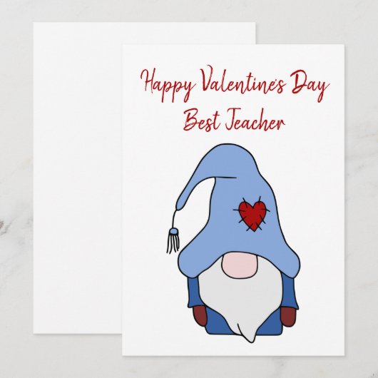 Gnome Happy Valentijnsdag Beste leraar Feestdagenkaart (Voorkant / Achterkant)