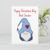 Gnome Happy Valentijnsdag Beste leraar Feestdagenkaart (Staand voorkant)
