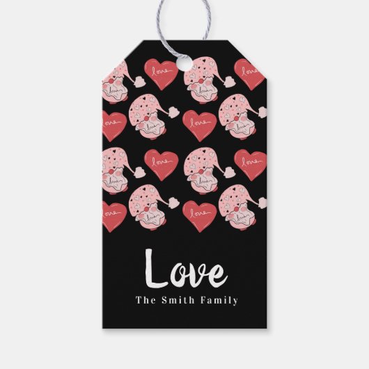 Gnome-harten handgetekende Valentijnsdag  Cadeaulabel (Voorkant)