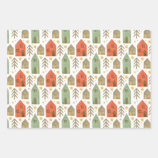 Gnome Heart Village kerstpatroon Inpakpapier Vel (Voorkant 3)