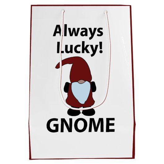 Gnome heeft altijd geluk medium cadeauzakje (Achterkant)