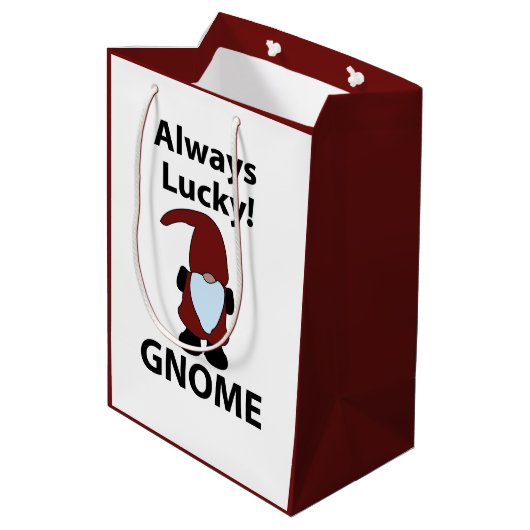 Gnome heeft altijd geluk medium cadeauzakje (Achterkant Gekanteld)