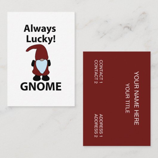 Gnome heeft altijd geluk visitekaartje (Voorkant / Achterkant)