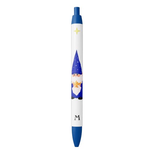 Gnome Holding a Magic Lamp & Monogram Zwarte Inkt Pen (Voorkant Verticaal)