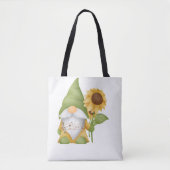 Gnome Holding a Sunflower and Notes on a Tote Bag (Voorkant)