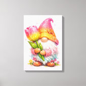 Gnome holding a tulip  canvas afdruk (Voorkant)