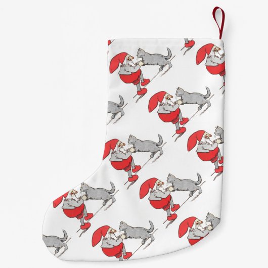 Gnome Holding Cat Paws Kleine Kerstsok (Achterkant)