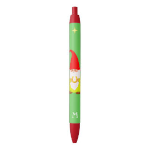 Gnome Holding een Lucky Hoefijzer & Monogram Black Zwarte Inkt Pen