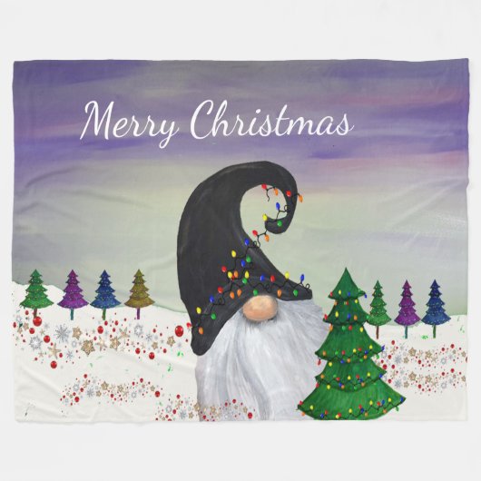 Gnome Holiday decor Fleece Deken (Voorkant (Horizontaal))